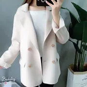 Này! 18 mùa thu mới 72 bộ đồ len cổ áo khâu hai mặt áo len ngắn cashmere áo khoác bốn nút