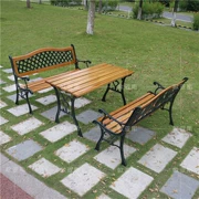 Bàn ghế ngoài trời kết hợp bộ bàn ghế ngoài trời gồm 3 chiếc ghế gỗ công viên rắn Chống ăn mòn ghế đôi - Bàn ghế ngoài trời / sân