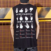 Quốc gia tide thương hiệu xu hướng cử chỉ in ấn mẫu vest không tay mồ hôi vest hiphop hip-hop triều nam thoáng khí vest áo ba lỗ