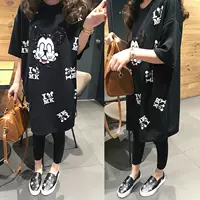 Châu âu trạm chất béo mm kích thước lớn của phụ nữ ngắn tay T-Shirt 200 kg phần dài phiên bản lớn của áo mùa xuân và mùa hè slim dress áo phông ngắn tay