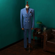 Bộ đồ đôi của Kloben Bộ đồ ba lỗ nam Bộ đồ mùa thu và mùa đông mới sọc xanh Anh - Suit phù hợp