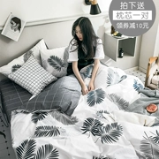 Ins bông đơn giản Bắc Âu bộ đồ giường 4 bốn bộ cotton màu đen và trắng lạnh sinh viên ba bộ giường 笠