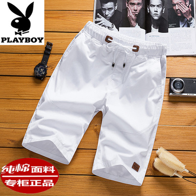 Playboy quần short nam năm quần cotton mùa hè đàn hồi bãi biển lỏng bảy điểm quần 5 điểm quần âu nam quần short jean nam 3/4 Jeans