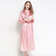 Sexy đồ ngủ nữ mùa hè dài tay dài tay váy lụa lụa áo choàng tắm vui vẻ cám dỗ Hàn Quốc phiên bản của băng lụa dài đoạn robe