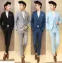 Phiên bản Hàn Quốc của bộ vest nam một bộ đồ vest nam công sở overalls hai bộ đồ khóa với quần phù hợp với váy cưới - Suit phù hợp quần short nam kaki