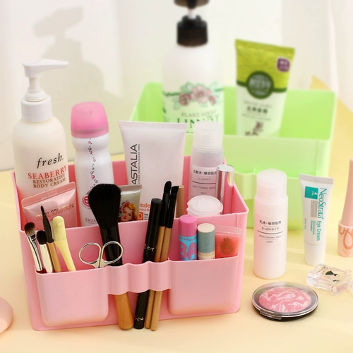 Корейская креативная свежая розовая и чистого цвета Большой -пластиковая пластиковая коробка для хранения на рабочем столе косметика