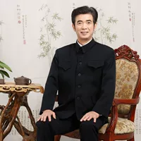 Mùa xuân và mùa thu mới truyền thống Trung Quốc áo dài của nam giới trung niên tops trang phục quốc gia cha gói ông nội trang phục dân tộc shop quần áo nam
