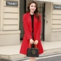 Phần dài Slim Phiên bản Hàn Quốc của màu rắn Áo len dài tay ngọt ngào Phụ nữ giả chất liệu áo khoác len - Trung bình và dài Coat áo khoác nữ hàn quốc