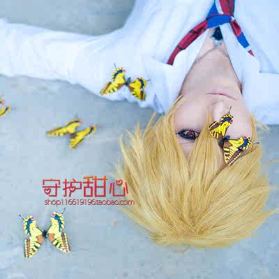 taobao agent {Free Shipping} The storm of the garden is not broken, and the island Jingxiong light yellow cosplay short hair