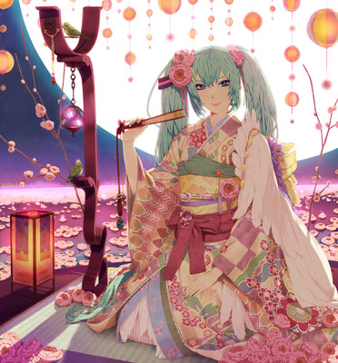 taobao agent [Bone Wind Shop] Langcheng Prostitute Mikucos/MIKU kimono cos/miku gorgeous kimono