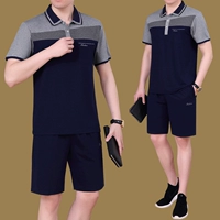 Bộ đồ thể thao trung niên nam mùa hè quần short tay ngắn phù hợp với bộ đồ thể thao nam trung niên cộng với size bố - Thể thao sau áo chạy bộ nike