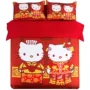 Hello Kitty bốn mảnh khăn trải giường đôi hoạt hình kỷ niệm dễ thương bông đỏ giường mới cưới - Bộ đồ giường bốn mảnh bộ chăn ga gối đệm