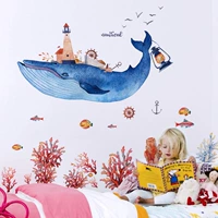 Скандинавские мультяшные наклейки для детской комнаты на стену для раннего возраста, креативное морское украшение для ванной комнаты, скандинавский стиль