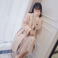 Chanel ca cao áo len nữ phần dài 2017 mới của Hàn Quốc phiên bản của người đàn ông nhỏ eo eo coat dày mùa đông áo dạ nữ dài