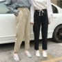 Phụ nữ mùa thu phiên bản Hàn Quốc của quần lửng dây thun mỏng thắt lưng quần chín quần dài quần thẳng học sinh quần âu quần bò nữ