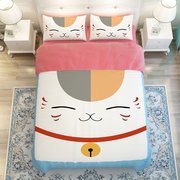 Anime Natsume tài khoản người bạn hai nhân dân tệ bốn mảnh đặt 1.5 1.8 2.0 m sinh viên khăn trải giường đôi ký túc xá quilt cover mùa xuân