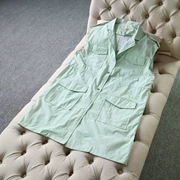 K2-4 Anne 2018 mùa xuân và mùa hè phù hợp với cổ áo buttonigan cardigan túi dài vest jacket 19 H25030