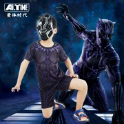 Black Panther Trẻ em Mặc Trẻ em Suit Boy Quần short tay ngắn Mùa hè Nhanh khô Trang phục thoáng khí Trang phục Halloween - Phù hợp với trẻ em