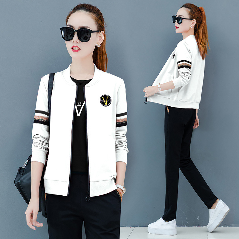 运动套装女2019新款三件套韩版羽毛球服时髦两件卫衣个性休闲套装(用300元券)