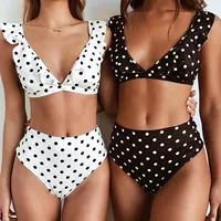 AliExpress Châu Âu và Mỹ điểm bikini chia eo cao eo cao che bụng là bikini nhỏ ngực nhỏ - Bikinis áo tắm đẹp 2021