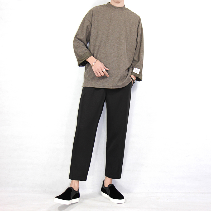 Купить Повседневные брюки Падение смысле широкие брюки девять очков, мужскойбрюки прилив корейский свободные прямые брюки черный Джокер пелеринасвободного покроя брюки 9 мужские Other в интернет-магазине с Таобао(Taobao) из Китая,