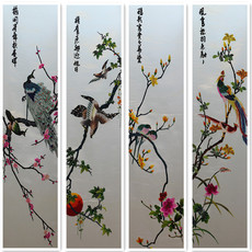 Вышивка Гуандун 80年代手工刺绣粤绣广绣老绣品经典怀旧挂画礼品工艺品纪念品丝绣 JI yan Tang