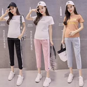 Mùa xuân dài mới mang thai quần bó sát của phụ nữ cotton mùa xuân và quần mùa hè giản dị đầu thời trang lỏng mẹ - Phụ nữ mang thai quần / quần bụng