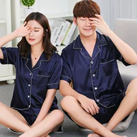 Vài bộ đồ ngủ nam giới và phụ nữ mùa xuân và mùa hè dài tay phần mỏng băng lụa ngắn tay Hàn Quốc lụa hai mảnh phù hợp với dịch vụ nhà kiểu đồ bộ