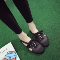 Mùa hè và mùa thu nữ nhựa Hàn Quốc nhựa phẳng dây đeo dưới Bao Đầu thể thao giản dị chạy bãi biển thấp để giúp duy nhất giày không thấm nước giày vải nữ