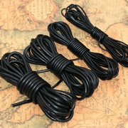 Lớp đầu tiên của dây da thật màu đen Dây da tròn DIY DIY chất liệu vật nuôi dệt dây vòng tay vòng cổ dây thừng đính cườm - Vòng đeo tay Clasp