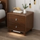 Bàn đầu giường thông minh bằng gỗ nguyên khối đơn giản đa năng sạc không dây khóa vân tay có đèn USB Gói âm thanh Bluetooth