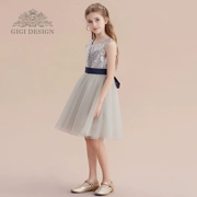 Trẻ em váy công chúa váy xám sequin gạc váy cô gái chủ nhà váy nhỏ trang phục piano - Váy trẻ em