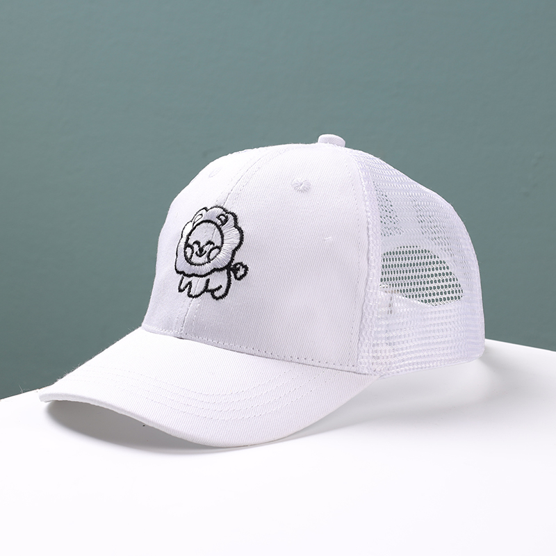 White - Little Lion In Net Hatchildren Hat summer male girl Sunscreen Sun hat Korean version Thin Mesh peaked cap child ventilation Baseball cap