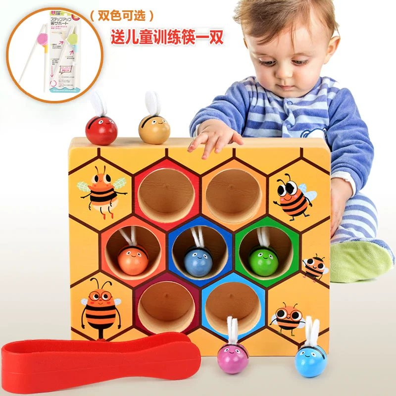 Monte Early Learning Beehive Game Baby Baby Toy Boy Baby Intelligence Clip Bắt Bee Nhận thức màu 0-3 Năm - Đồ chơi giáo dục sớm / robot