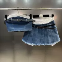 Летний комплект, ремень, бюстгальтер-топ, сексуальная юбка, высокая талия