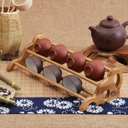 Tre hai lớp trà kungfu giữ cốc gỗ rắn bộ phụ kiện trà nghi lễ số 0 với coaster lưu trữ giá nước cốc bát cống giá - Trà sứ