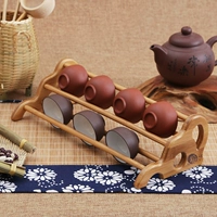 Tre hai lớp trà kungfu giữ cốc gỗ rắn bộ phụ kiện trà nghi lễ số 0 với coaster lưu trữ giá nước cốc bát cống giá - Trà sứ binh pha tra