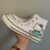 Converse Hello kitty chung giày vải trắng cao 164629C 163913C - Plimsolls giày le coq sportif Plimsolls