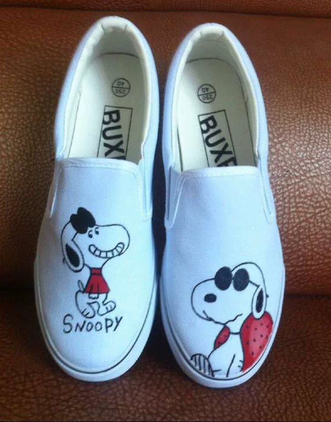 [Бесплатная доставка оригинал C-4462 кеды Snoopy на двоих кеды с рисунками, свободная посадка]