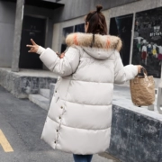 Chống mùa 2018 mùa đông mới bông áo phụ nữ dày phần dài kích thước lớn lỏng xuống bông độn màu phù hợp với cổ áo lông thú bánh mì dịch vụ