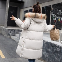 Chống mùa 2018 mùa đông mới bông áo phụ nữ dày phần dài kích thước lớn lỏng xuống bông độn màu phù hợp với cổ áo lông thú bánh mì dịch vụ áo phao lông vũ nữ