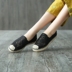 Tai nhỏ sản xuất retro rỗng ren da khâu lót văn học nữ lười biếng giày phụ nữ hoang dã giày thấp Giày cắt thấp
