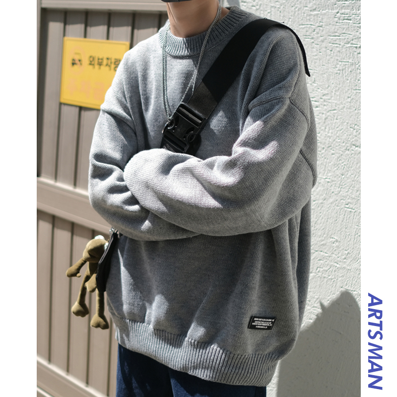 Autumn and winter sweater men's loose and lazy Korean fashion round neck Japanese sweater jacket