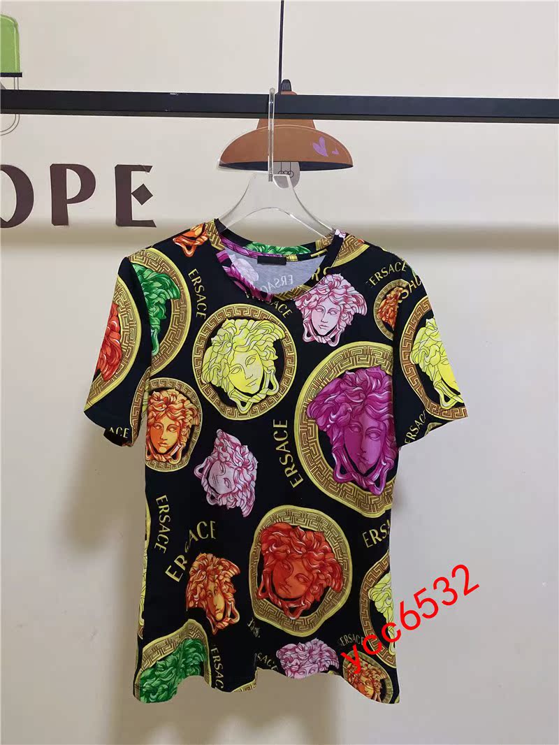 Black2021 summer new pattern Medusa Crew neck Human head printing pure cotton Crew neck fashion Self cultivation Short sleeve T-shirt