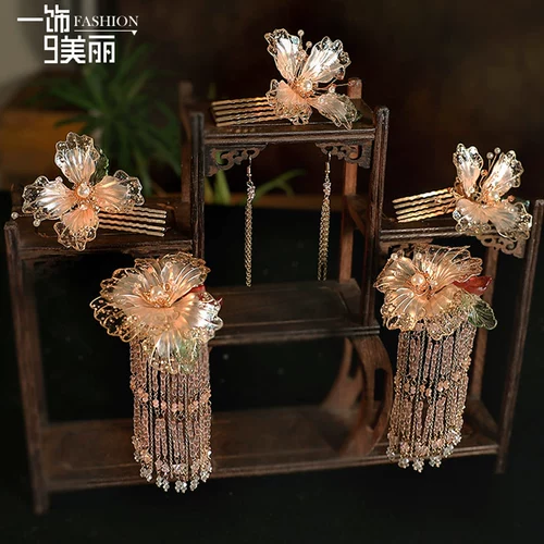Оригинальный аксессуар для волос для невесты, золотое ханьфу с кисточками, коллекция 2021, китайский стиль