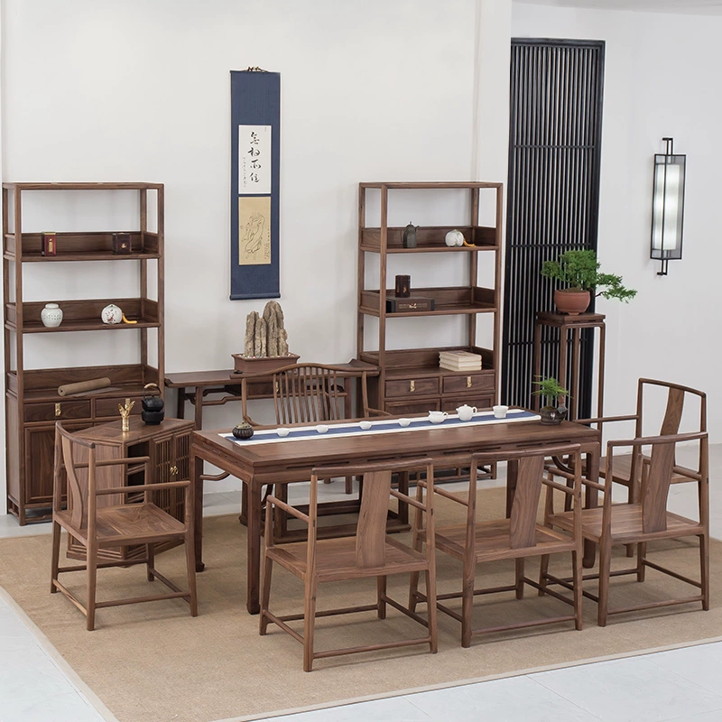 Bàn ghế trà Trung Quốc mới kết hợp bàn trà gỗ óc chó đen cũ elm zen giống như phòng trà đồ gỗ rắn bàn trà bàn trà - Phòng trẻ em / Bàn ghế