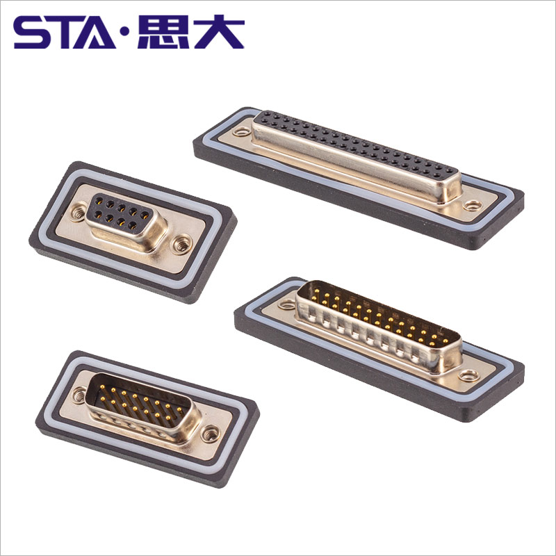 Đầu nối chống nước D-SUB DB9 kim cong ghế nam 15 25 37 50 lõi ghế nữ IP67 cổng nối tiếp đầu nối kim thẳng