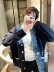 Bây giờ! Zhang Jingzhi Hàn Quốc của Dongdaemun nhấn màu xanh nấm bạc lụa nhấp nháy bên túi lớn đan áo nịt áo len Cardigan