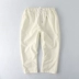 Quần trắng cạp cao nam thanh niên mùa hè Phiên bản Hàn Quốc của chân thon thun eo thon gọn gàng phần quần âu nam quần short kaki 3/4 Jeans