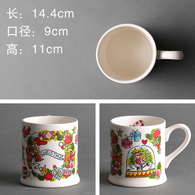 Christmas CupBLOND ceramics tableware Netherlands ma'am household Large medium , please Mug Hand painted bitter cups Capping cup coffee cup cover